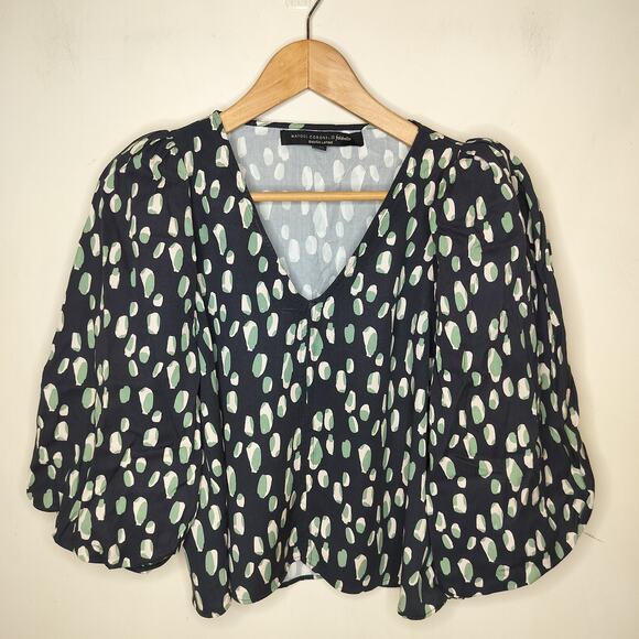 Maygel Coronel x Falabella Puff Sleeve Blouse Top Spotted - Picture 1 of 8